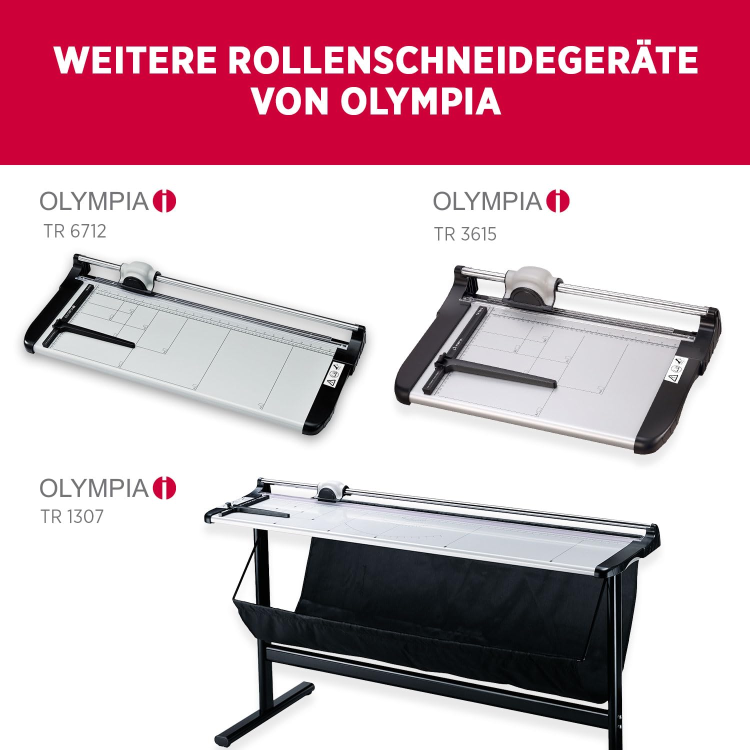 Olympia TR 4815 Profi Rollenschneidegerät | Papierschneider A3 | 15 Blätter | Schneidemaschine Papier | 480mm Arbeitsbreite | Sicherheitsschneidekopf mit Rundmesser | Papierschneidemaschine | Silber
