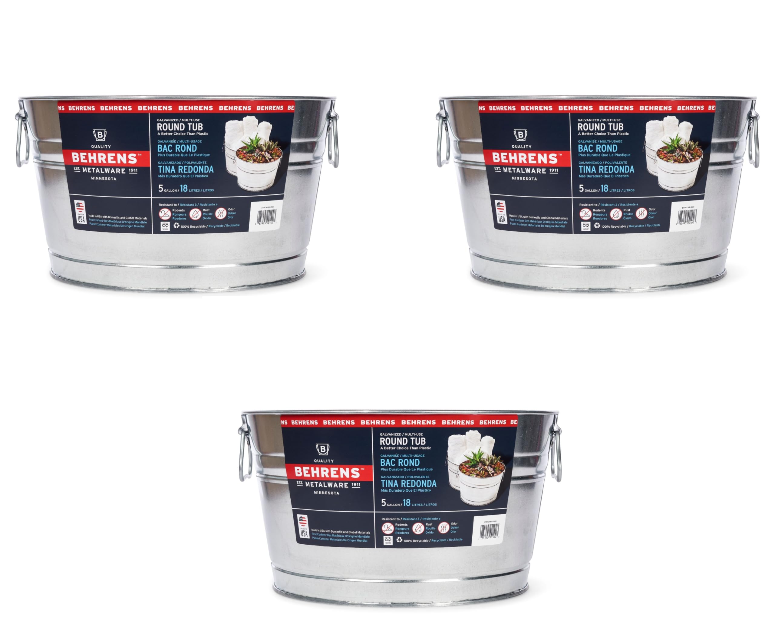 Behrens 5 Gallon Steel Tubs