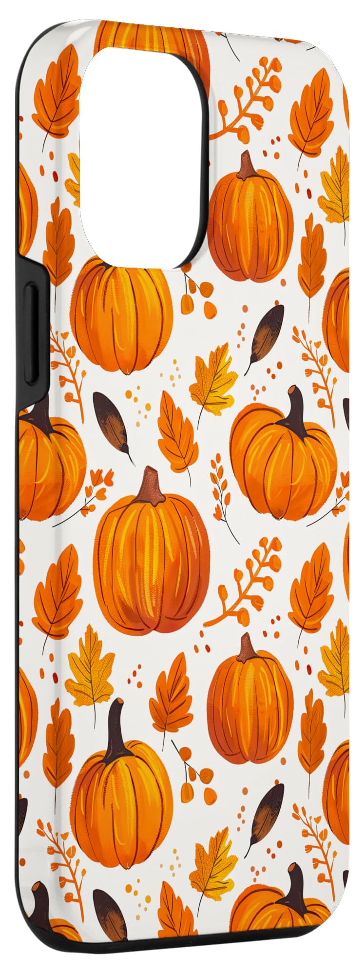 Autumn Maple Fall Leaves & Pumpkins Pattern Halloween Beige Case for iPhone 12 Pro Max - Image 3