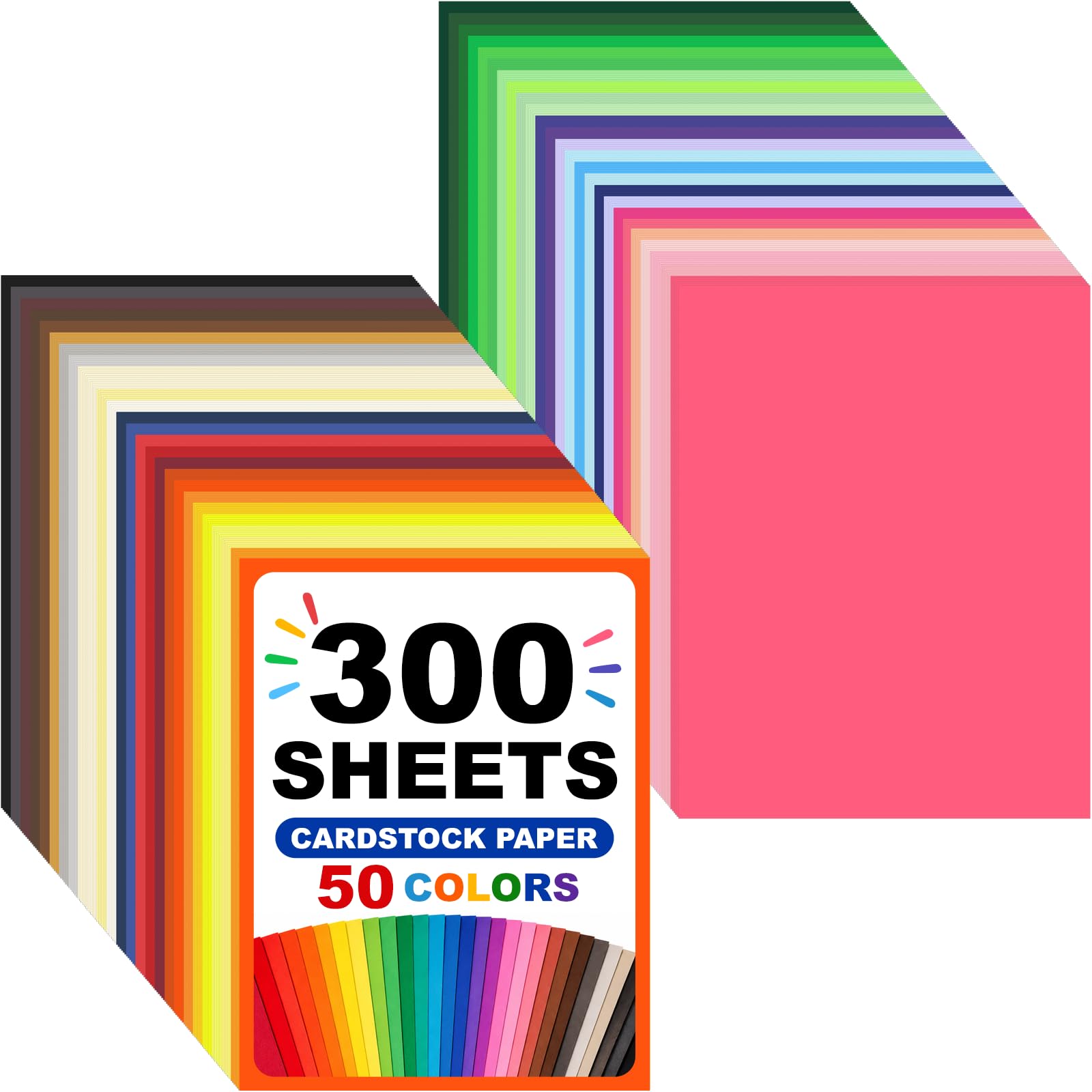 300 hojas de cartulina multicolor de 8.5 x 11 pulgadas