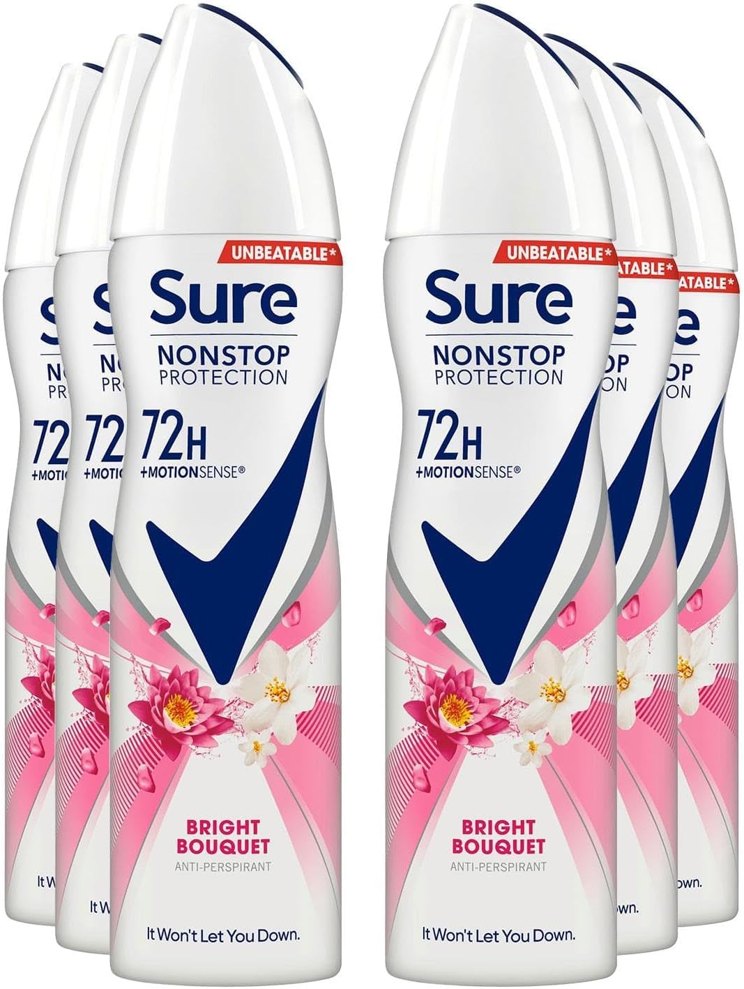 Sure Bright Bouquet Anti-perspirant Aerosol deodorant for women for 48-hour sweat and odour protection 6x 200 ml
