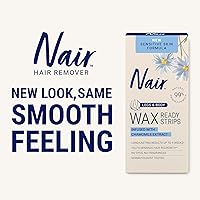 Vista 3 de Nair Tiras de cera para depilación sensible, tiras de cera para depilación facial y bikini, 40