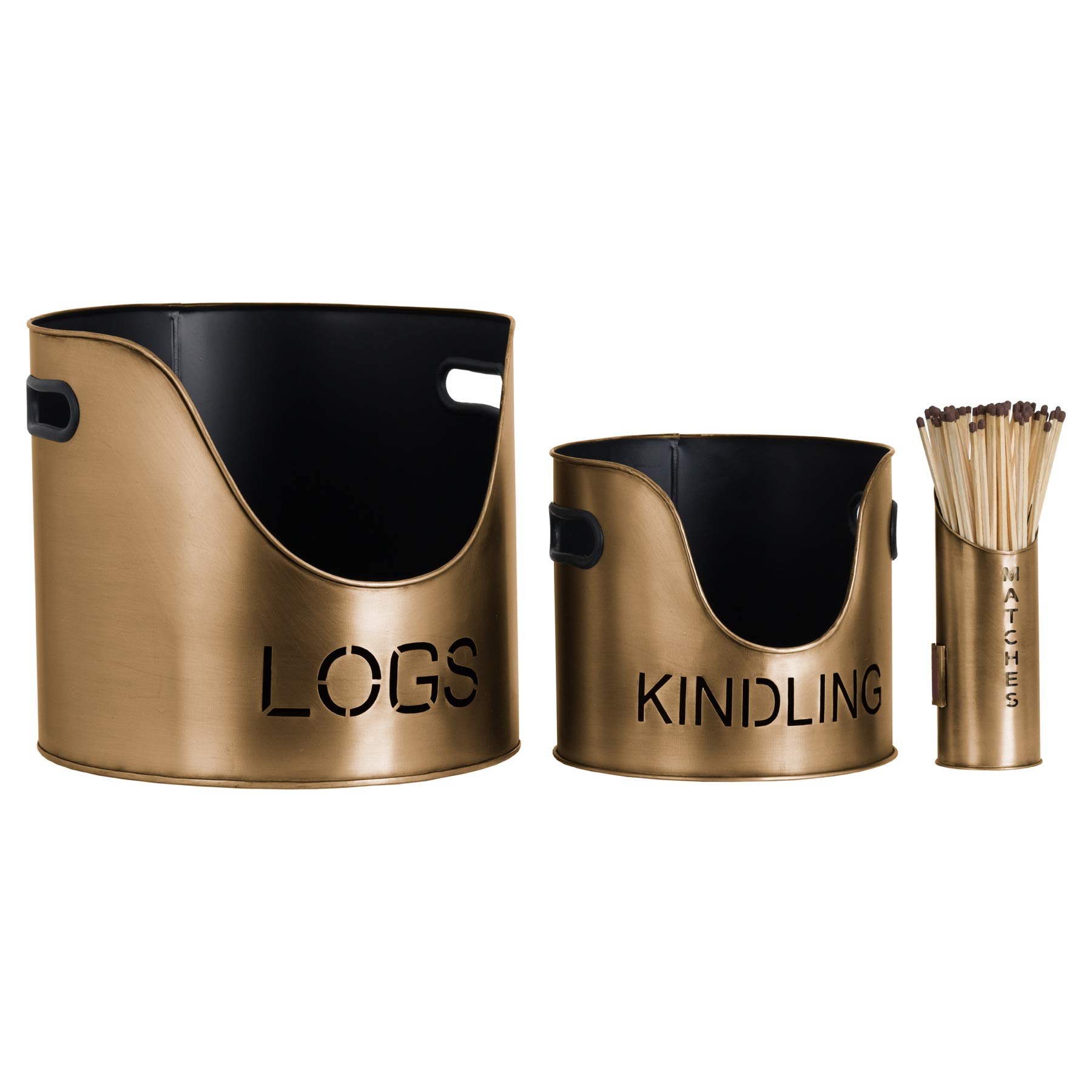 Bronze  Finish  Logs  And  Kindling  Buckets  &  Matchstick  Holder from B&Q