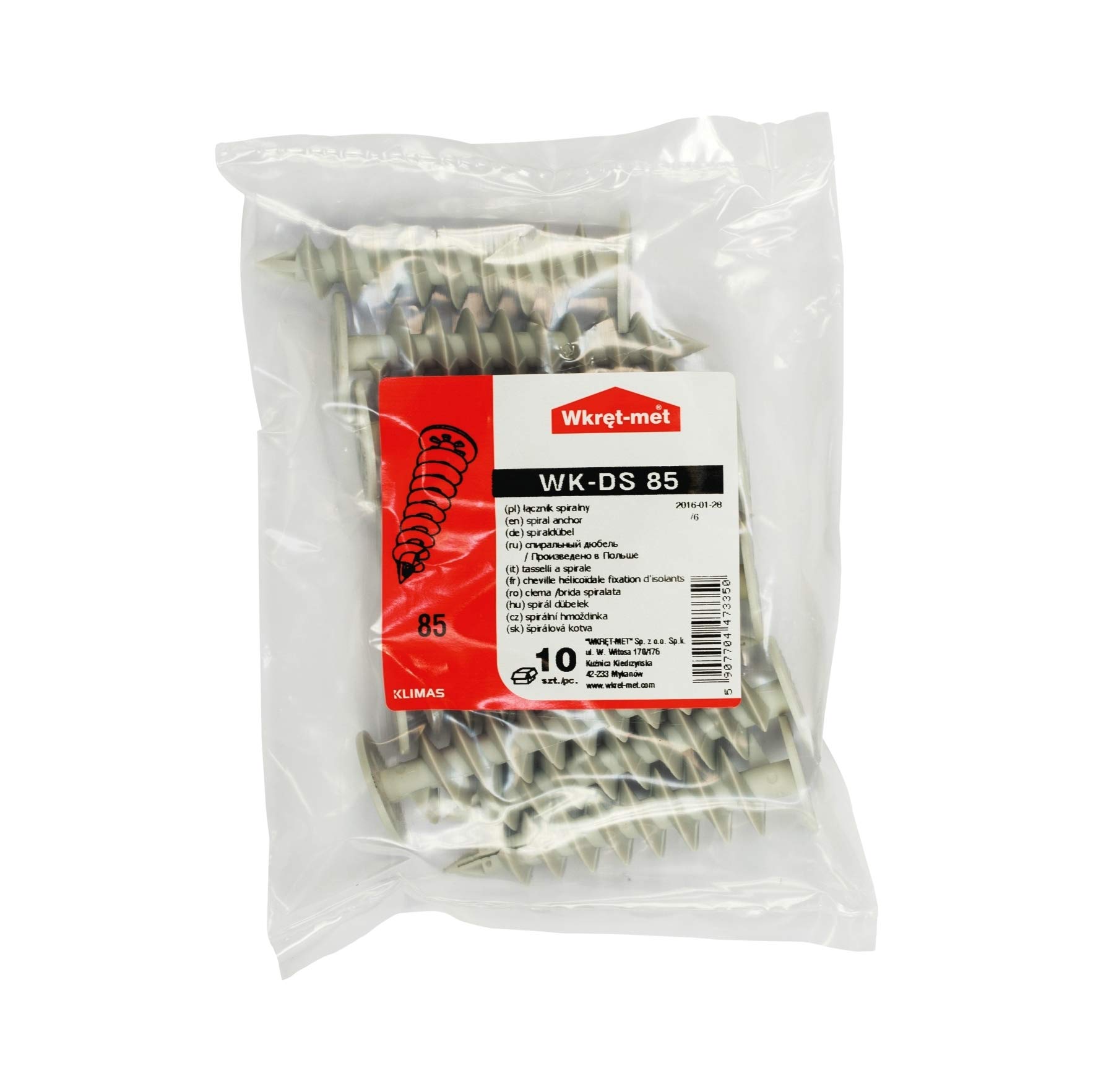 Lot de 10 chevilles d'escargot en mousse rigide 50/85 mm