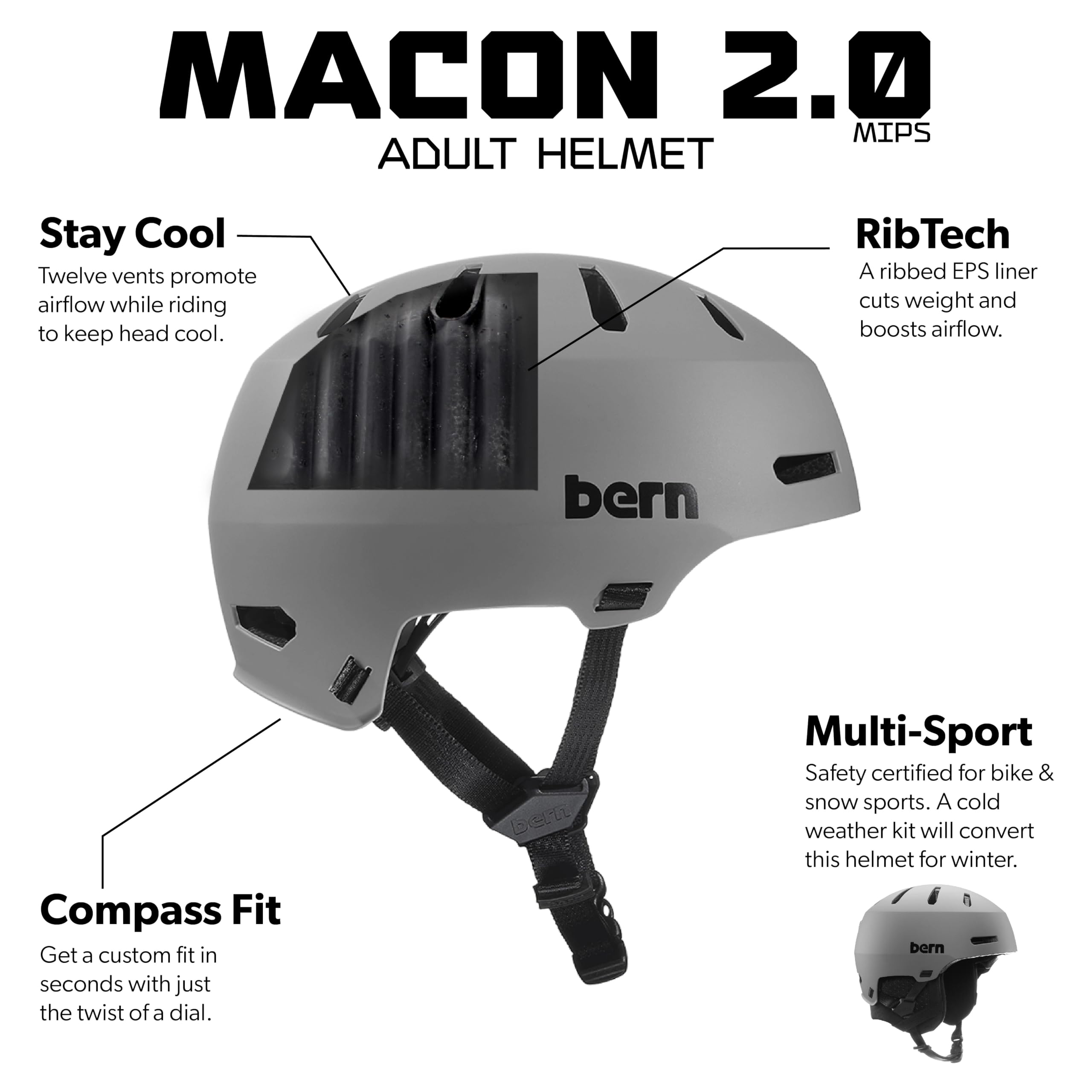 Bern Winter Macon 2.0 Mips Helmet - Ski - View #3