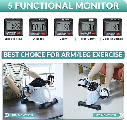 Miniatura 3 de MEETWARM Bicicleta de ejercicio con pedal para personas mayores, brazo de mano, pierna y rodilla, equipo de fitness ajustable, plegable, terapia