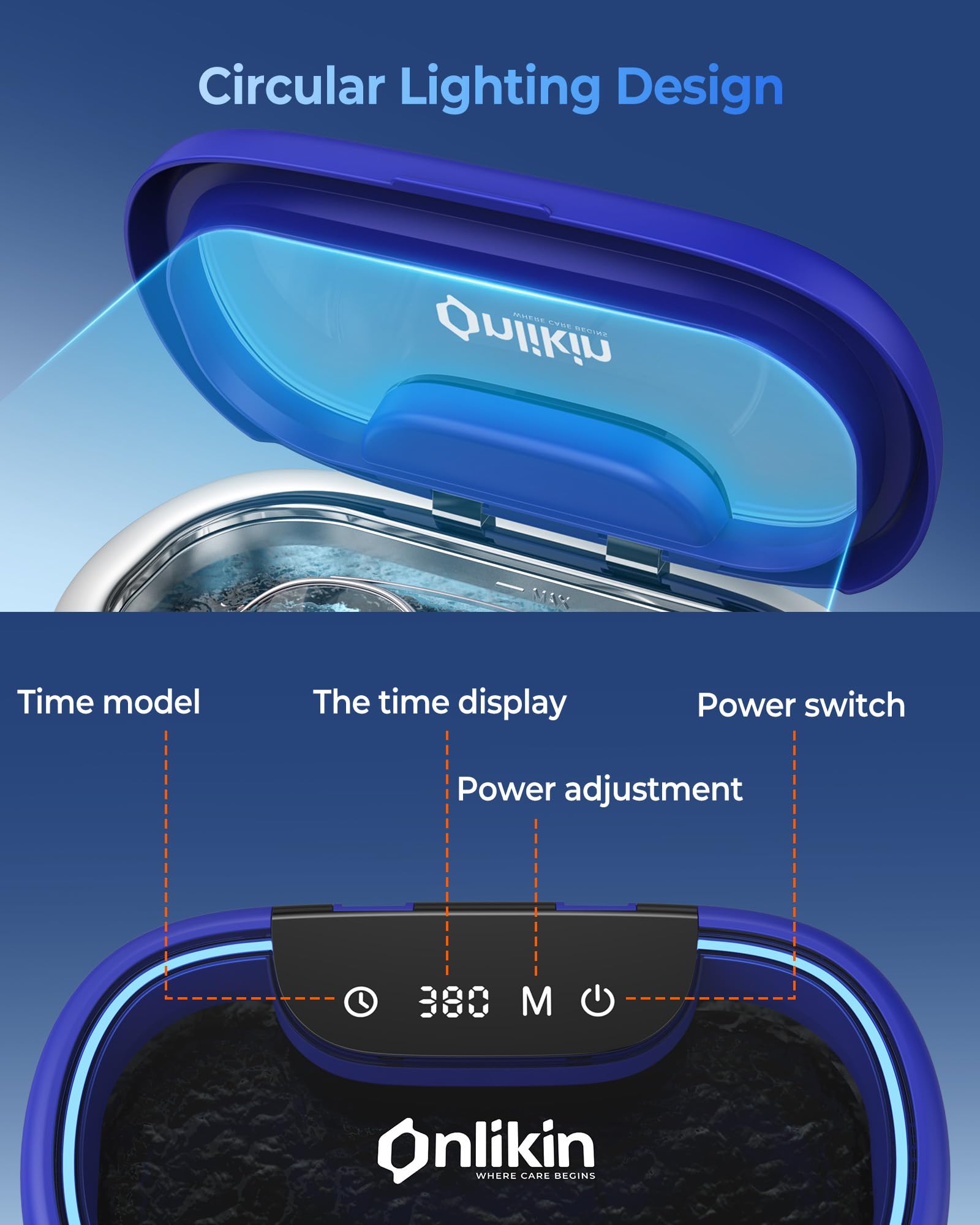 Limpiador ultrasónico de joyas de 45 KHz, 5 temporizadores y 3 modos de potencia, limpiador de retenedor de 35 W para joyas, lentes, anillos, correa de reloj, dentaduras postizas, silencioso
