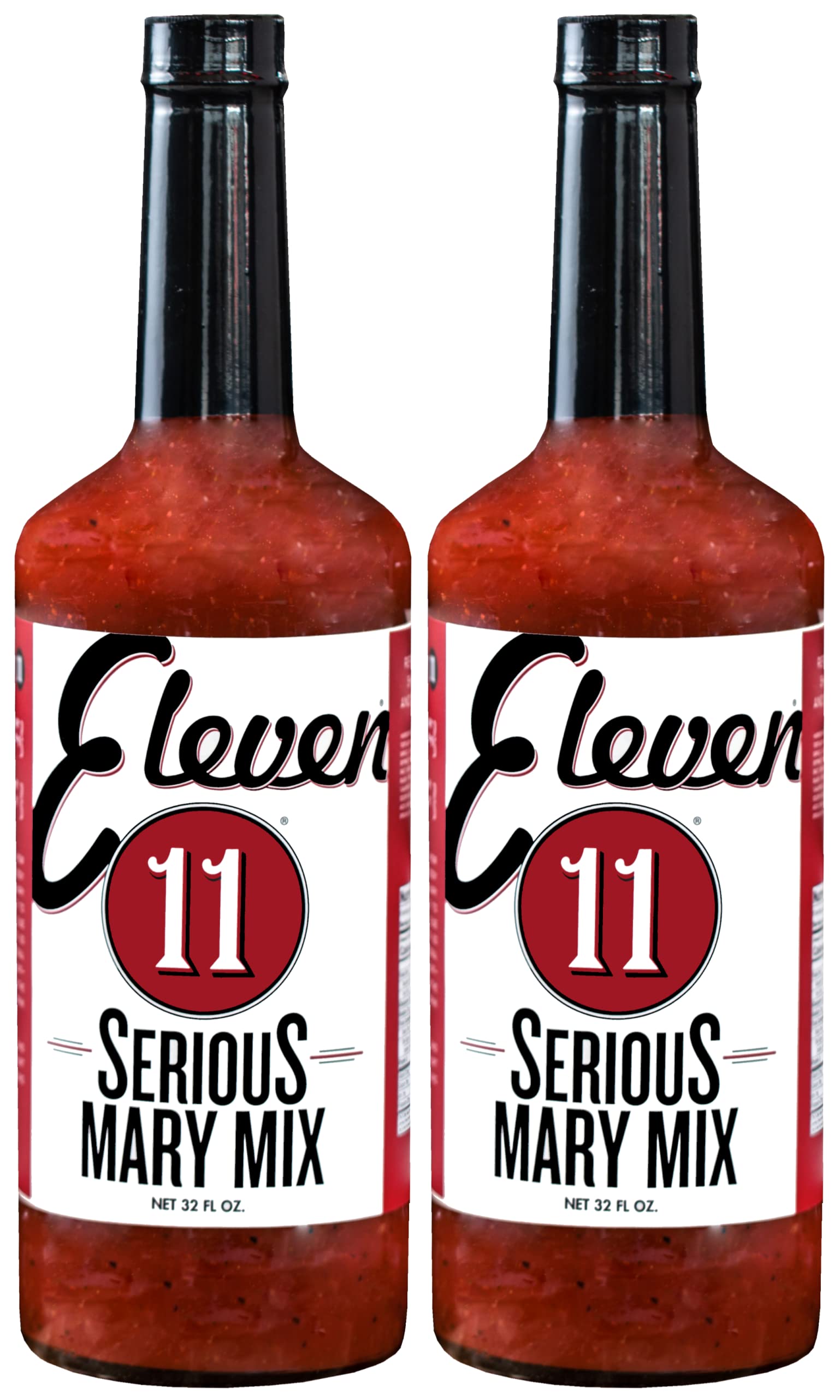 Eleven Serious Bloody Mary Mix, 32 fl oz Bottle (Pack of 2) with 5 Eleven City Diner Drink Flags
