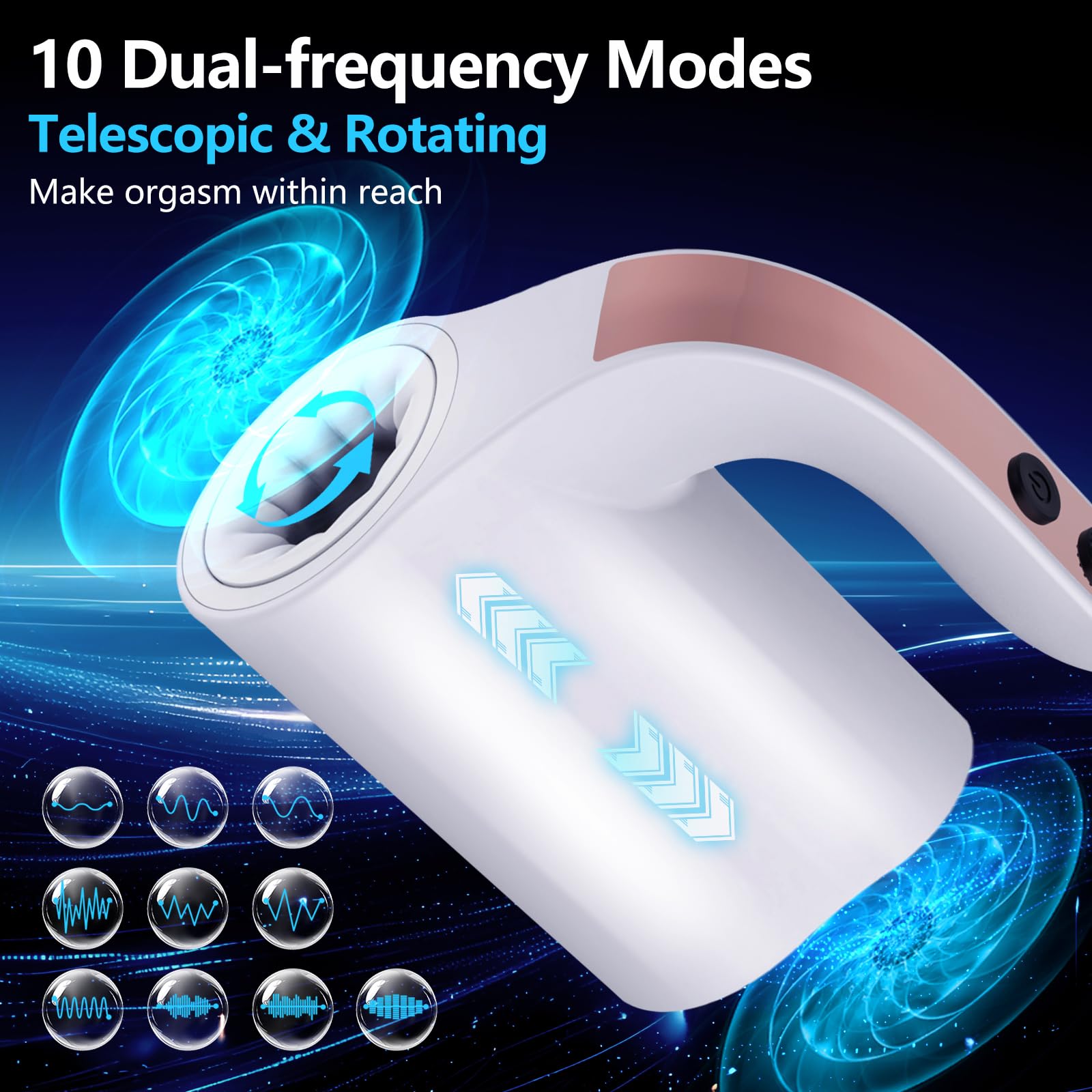 Jouet Sexuel pour Homme-Masturbateur Masculin Automatique avec 10 Modes Télescopique et Rotation, Masculins Pompe à Pénis avec Poignée, Véritable Machine à Fellation (Blanc)