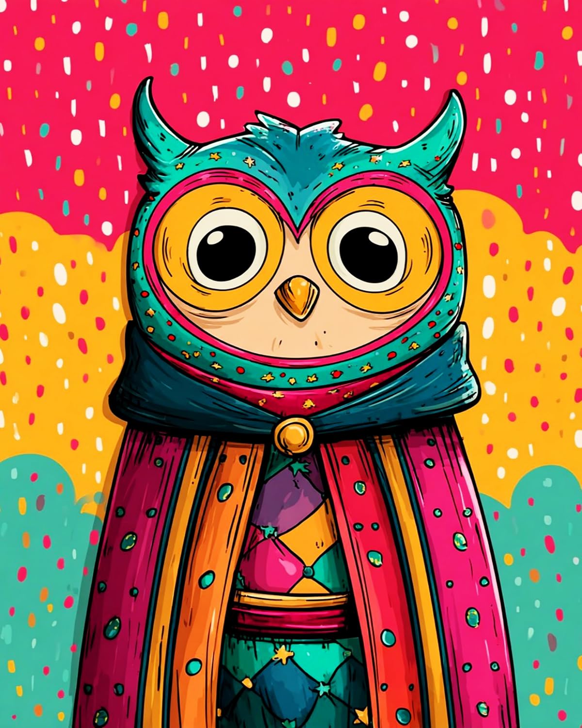 Liubaishi Multicolour Paint By Numbers Kit For Adults, Colourful Owl, 40X50 Cm, Acrylic On Canvas With 3 Brushes