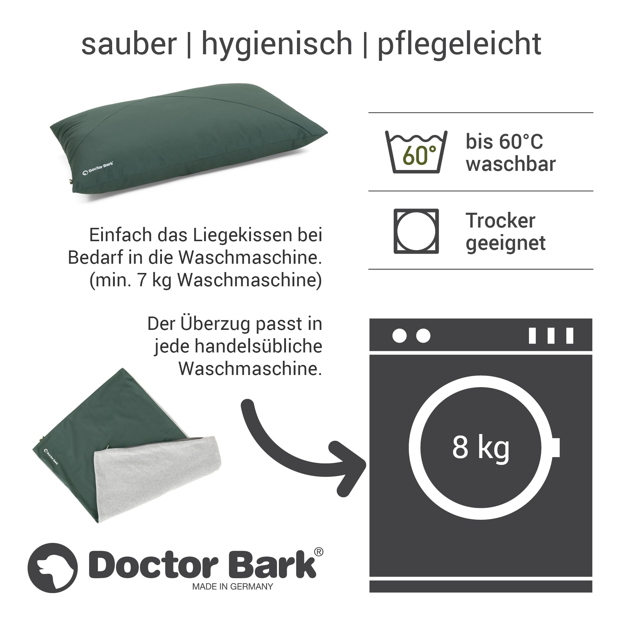 Doctor Bark Country Hundekissen Große Hunde Waschbar - Hundebett Weich - Liegekissen Kuschelig Pflegeleicht - GreenLabel (Country-Kissen - L, Grün)
