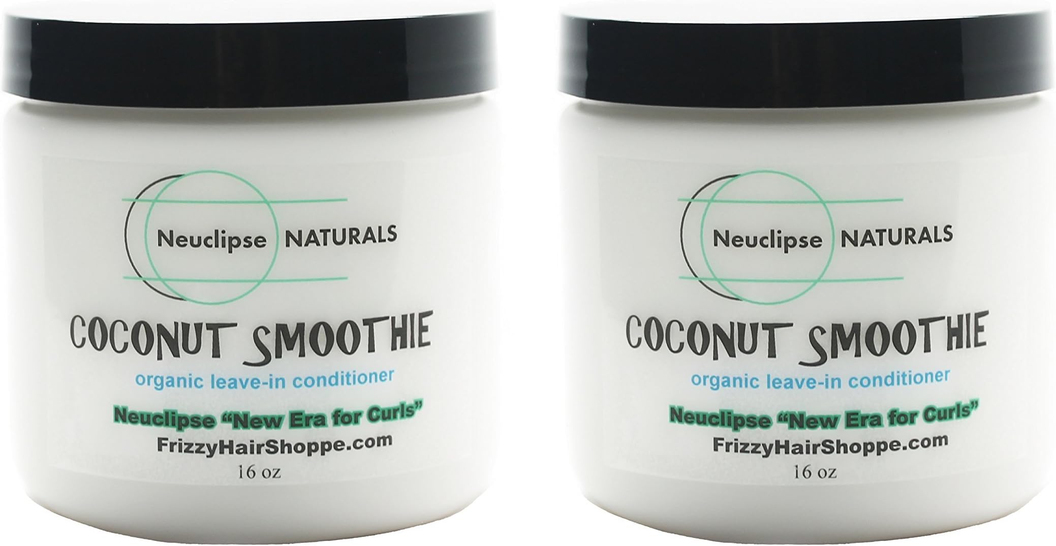 Neuclipse Frizzy Hair Shoppe (New Era for Curls) Naturals Coconut Smoothie Salon Leave-in Conditioner Curly Girl Specialty 2c-3b/c Curl Types with Organic Coconut Oil and Butter, 16 oz, 2 Bottle