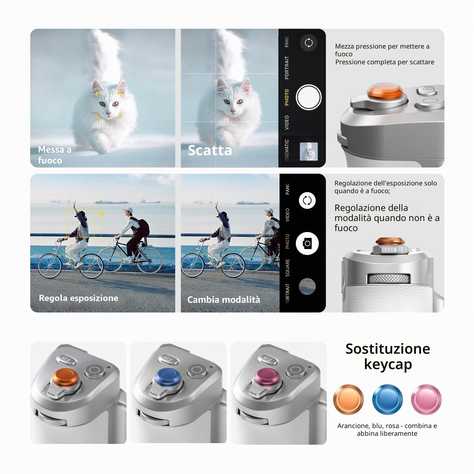 Master Grip Kit per iPhone 17-12 & Android, Impugnatura Magnetica per Fotocamera per Telefono, Pro Shot Imaging Phone Grip, Batteria Integrata da 3200 mAh, Ricarica Wireless (Bianco e Argento)