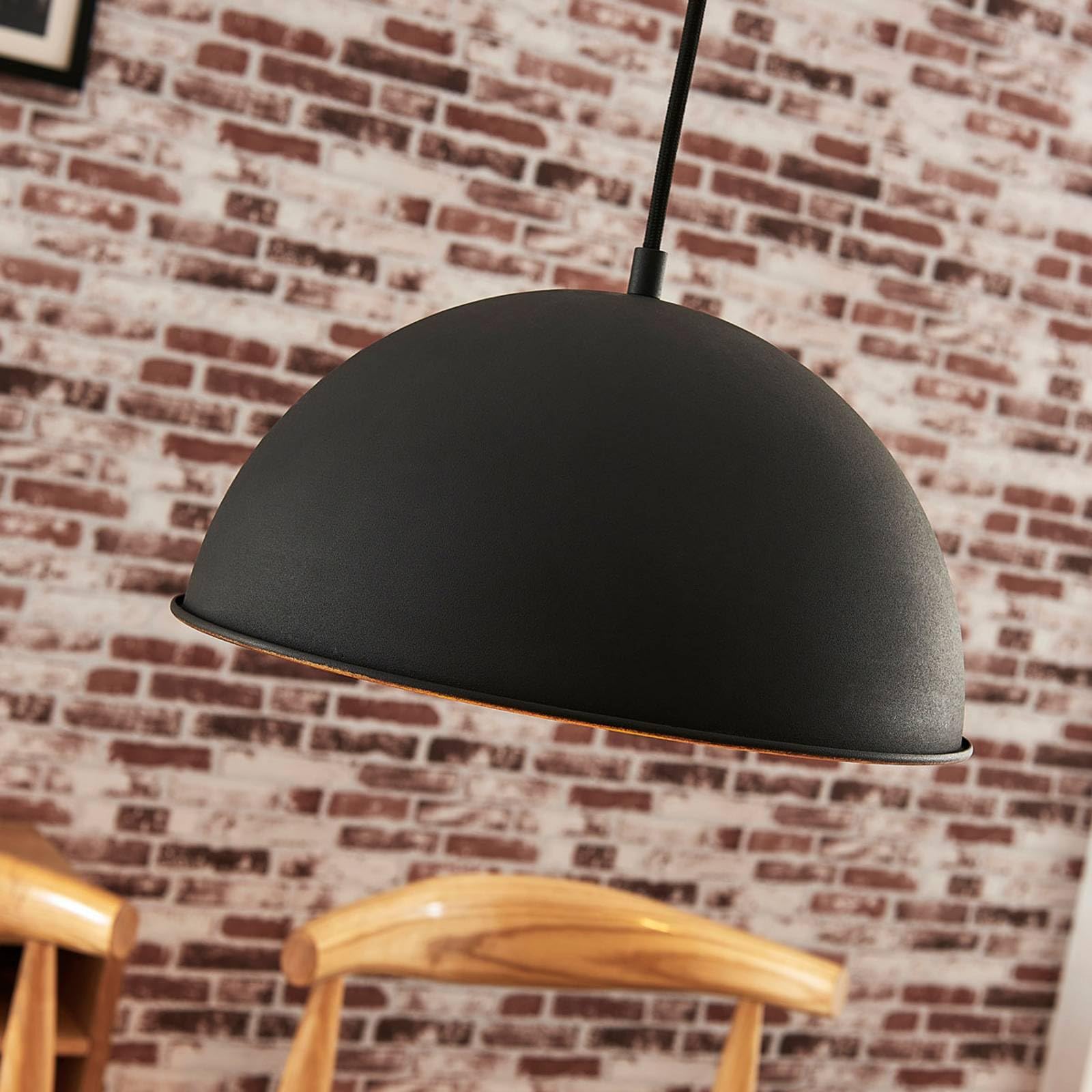Lindby Esstisch Pendelleuchte, Hängeleuchte Metall Schwarz Gold Hängelampe 1x E27 max. 60W ohne Leuchtmittel Wohnzimmer Esszimmer Esstischlampe