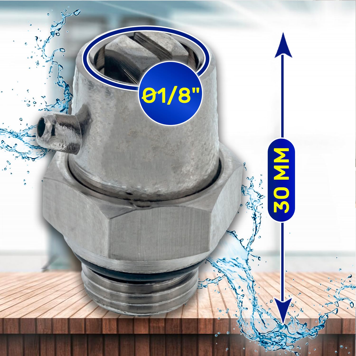 Automatic Radiator Bleed Valve with Size 1/8" Made of Nickel Plated Brass - Warranty 10 Years - MONTERAL - Image 2