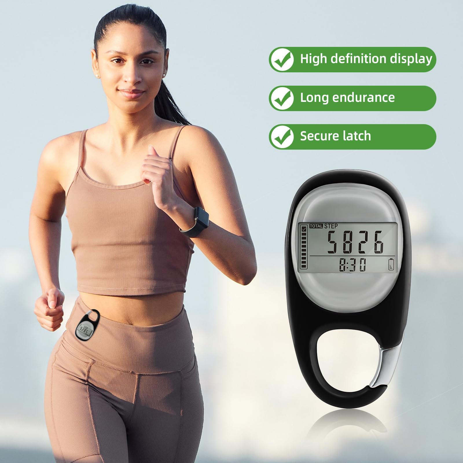 3D Podometre, PréCision Compteur De Pas,Montre Podometre avec Mousqueton,Enregistre Les Pas,La Distance Et Les Calories BrûLéEs.Suivi D'Activité Physique Et De Fitness pour Les Enfants Et Les Sen