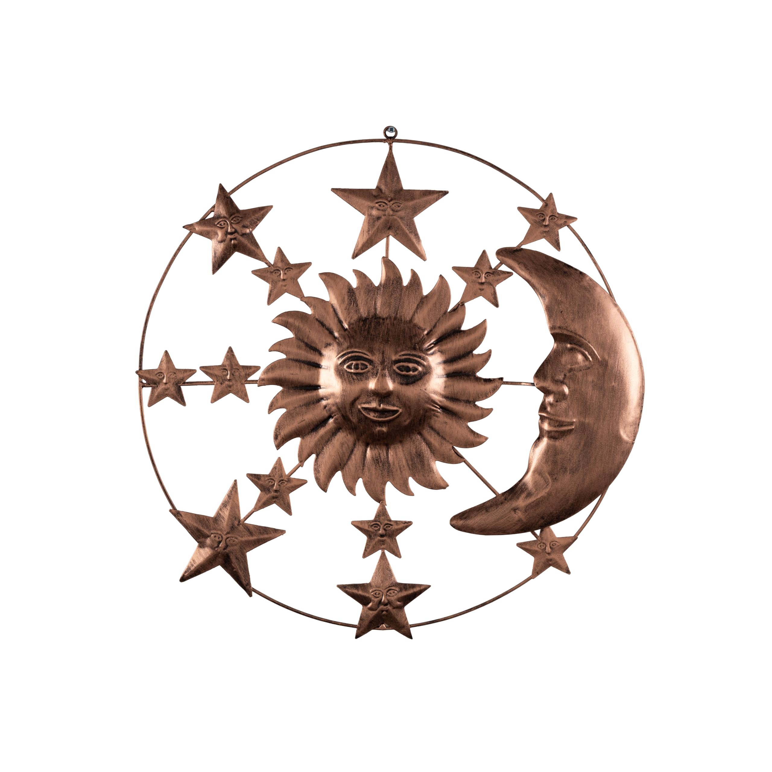 Deco 79 Metal Sun and Moon Home Wall Decor Indoor Outdoor Wall Sculpture with Stars, Wall Art 21" x 1" x 21", Bronze