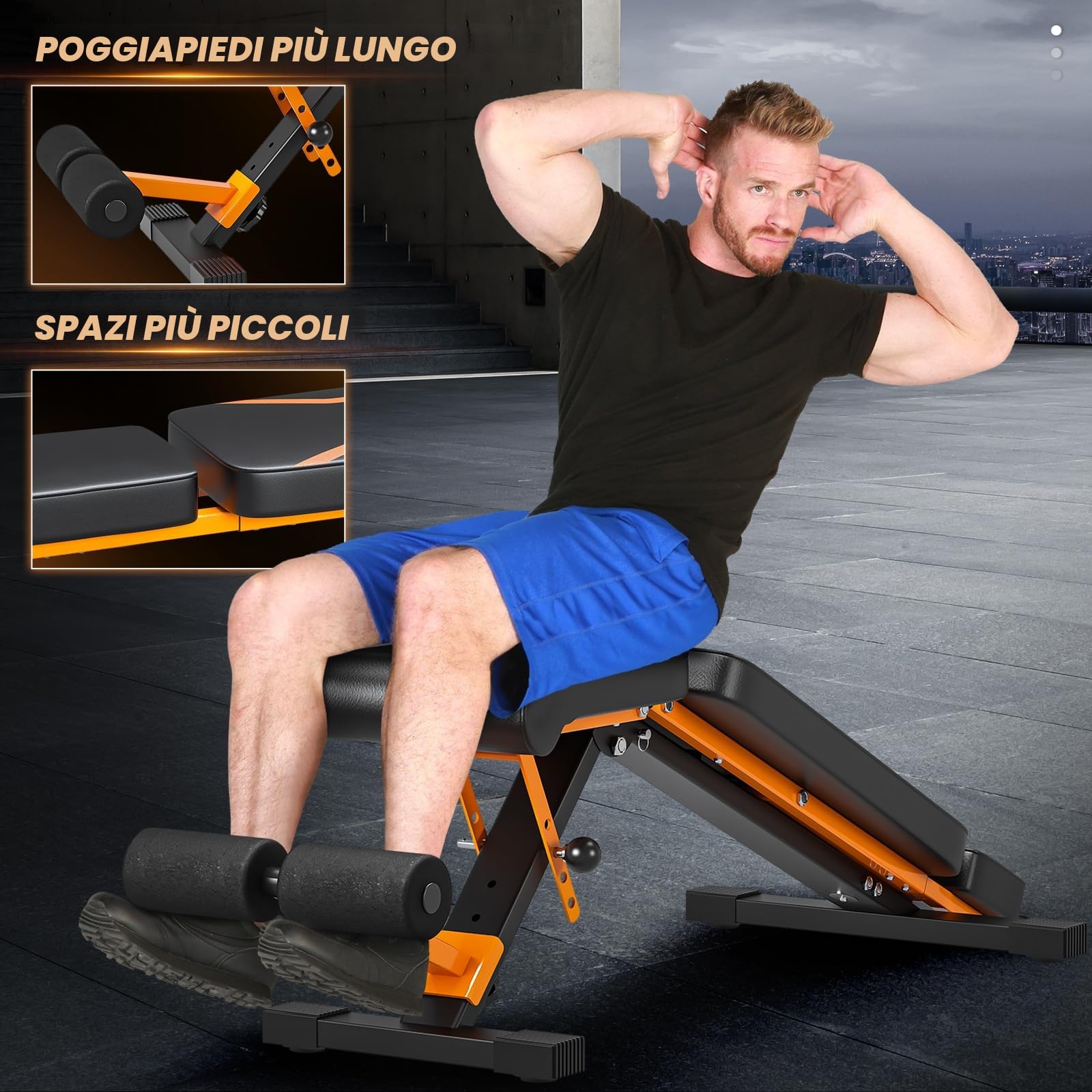 '700/900LBS Adjustable Weight Bench - Foldable Workout Bench Press with 33.5'' Extended Backrest for Home Gym Strength Training,Folding Flat Incline Bench with 80x40MM Steel for Full Body Exercise'