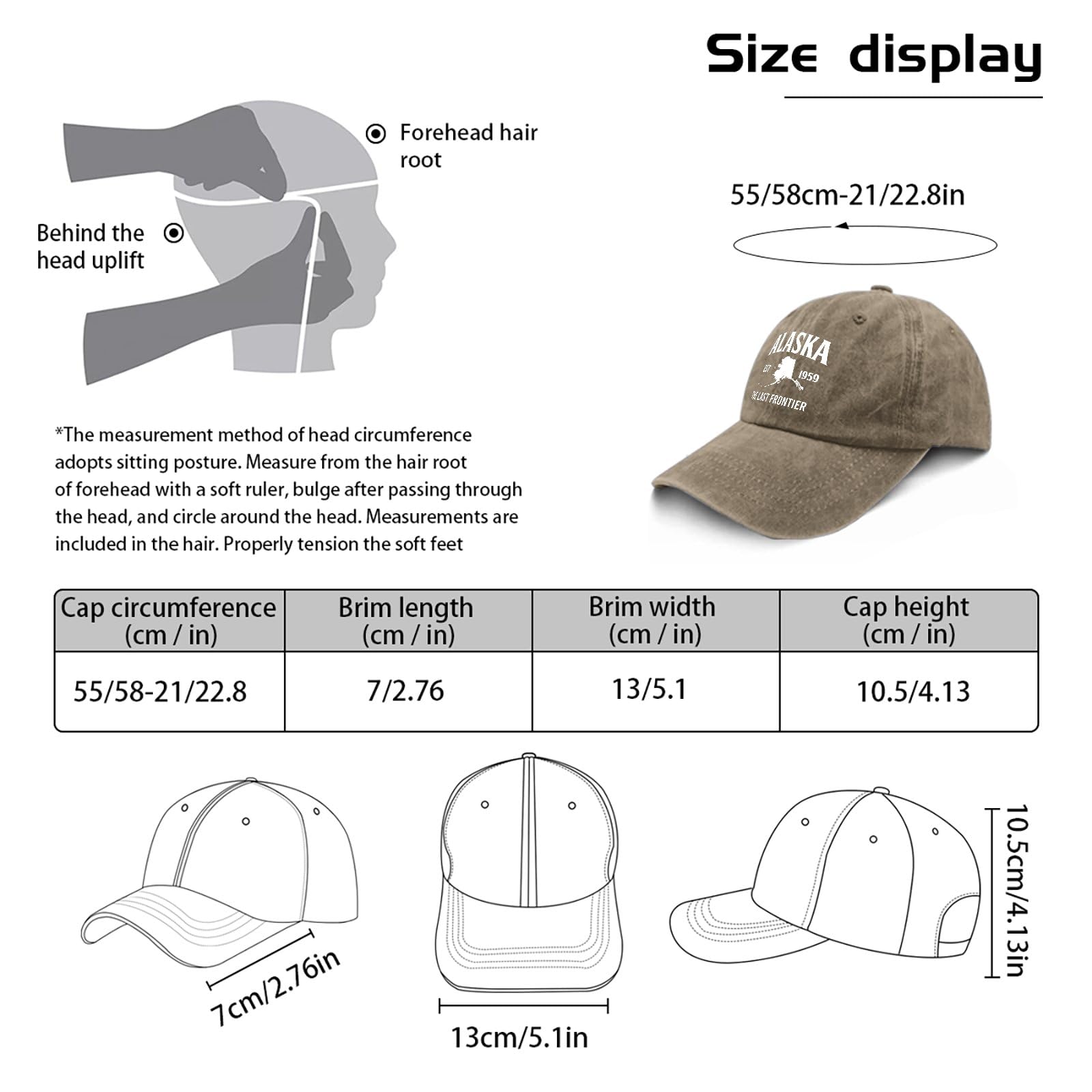 Gorra de béisbol Alaska The Last Frontier Dad para hombre, gorra de béisbol vintage ajustable, pigmento caqui 3