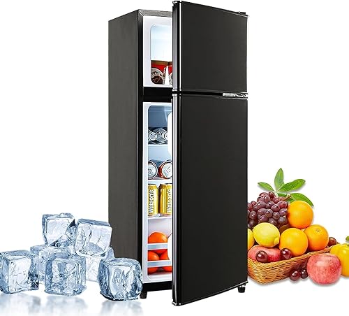 Miniatura 7 de DUOSI Refrigerador con congelador, refrigerador de 3.5 pies cúbicos, termostato ajustable, mini refrigerador para cocina, dormitorio, oficina,