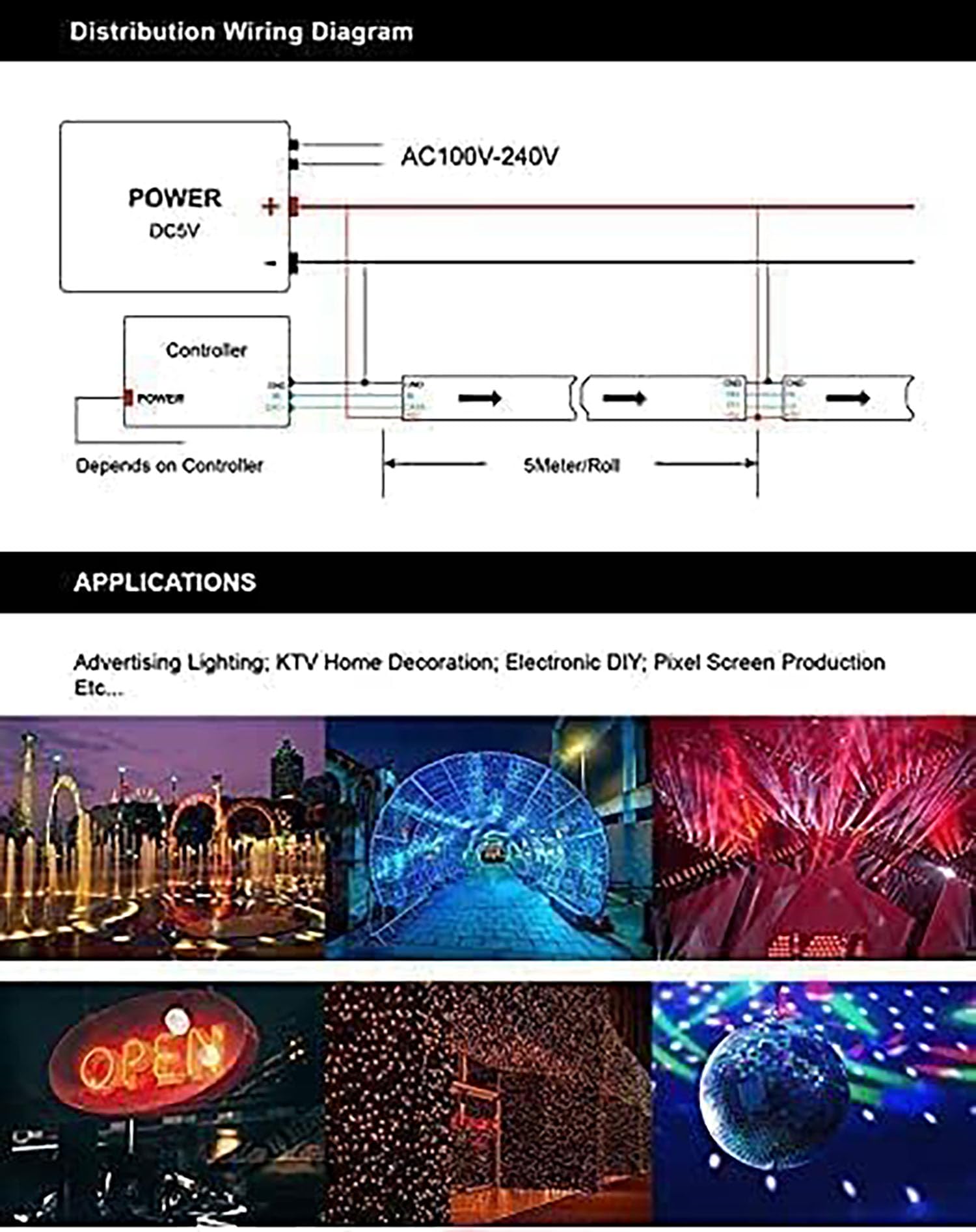 SK9822 - Tira de luces LED RGB Similar APA102 1 m 5 m 30 60 144 LED DATA and CLOCK Separately Addressable IP30 65 67 DC5V (Black PCB IP65, 5 M 60 LED/M)