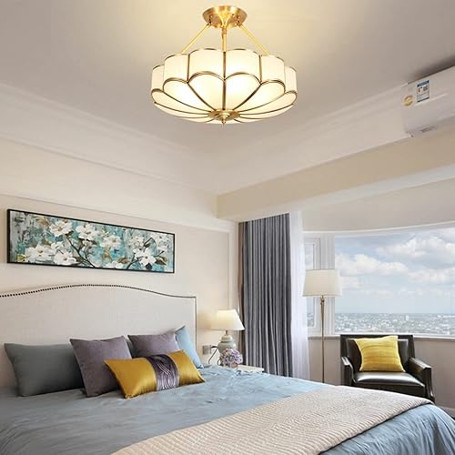 Miniatura 7 de Lámpara colgante Tiffany de 23 pulgadas, 6 luces, semiempotrada, lámpara de techo vintage, lámpara de techo de vidrio hecha a mano para sala de