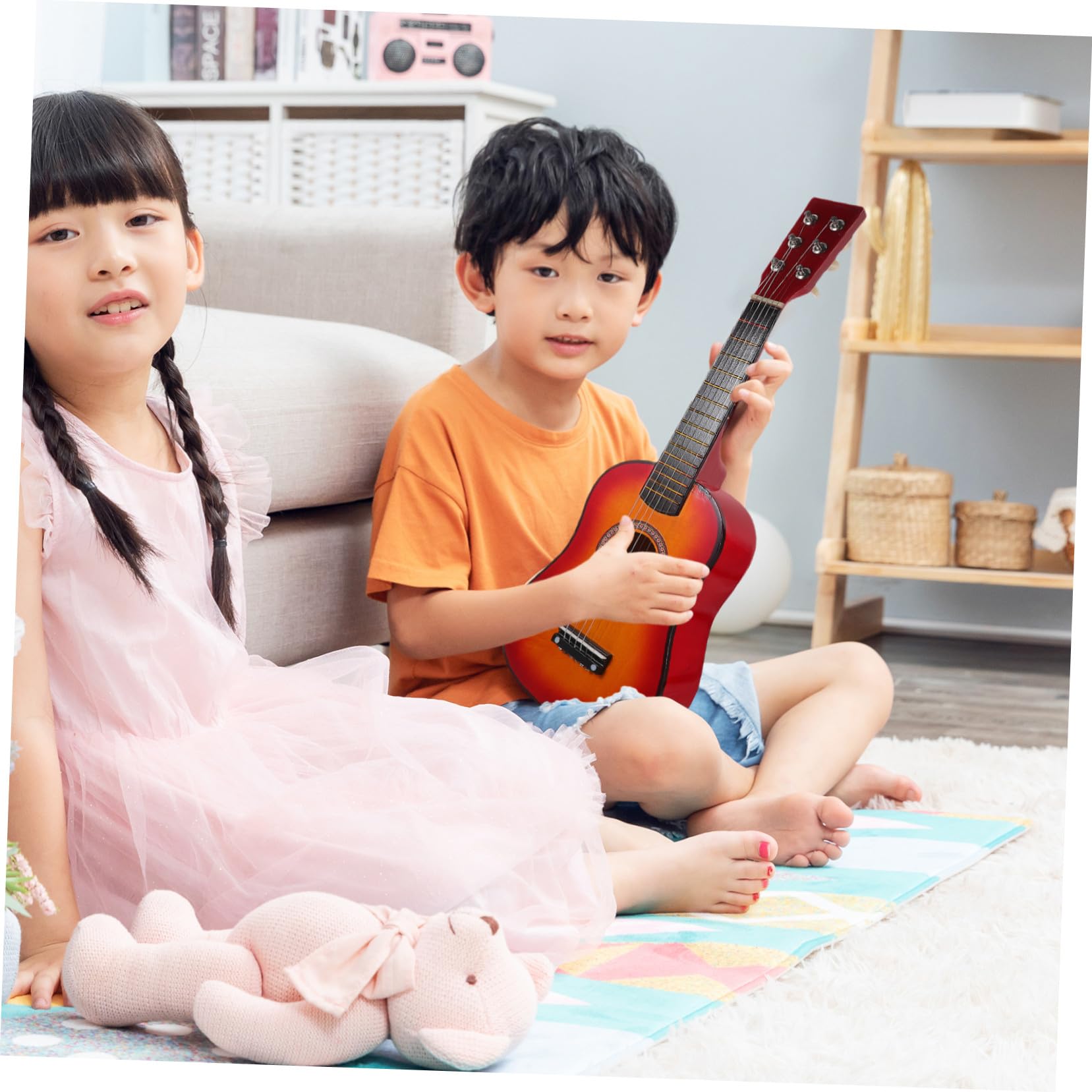 Chitarra Giocattolo in Legno 1 Pezzo per Principianti, 21 Pollici | Kids Guitar Toy, Back To School Party, Strumenti Musicali per Ragazzo Ragazza, Suono Piacevole e Presa Comoda Stile Casuale