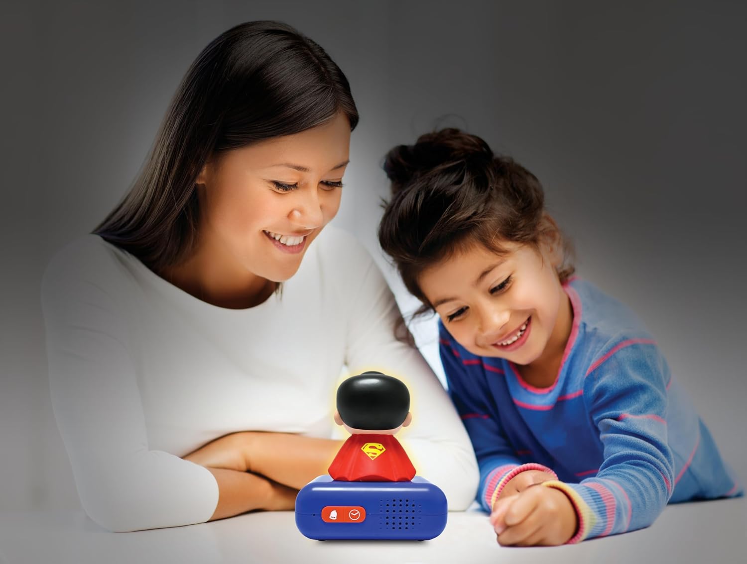 LEXiBOOK, Superman, Superman Night Light Alarm Clock, Sounds and Melodies, Backlit LCD Screen, Illuminated, Snooze, RL800SU