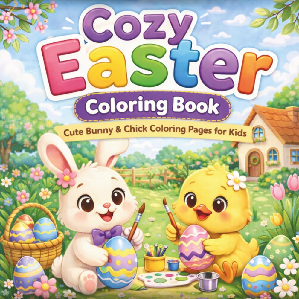Cozy Easter Coloring Book: Cute Bunny & Chick Coloring Pages for Kids (Cozy Animal Adventures Series)