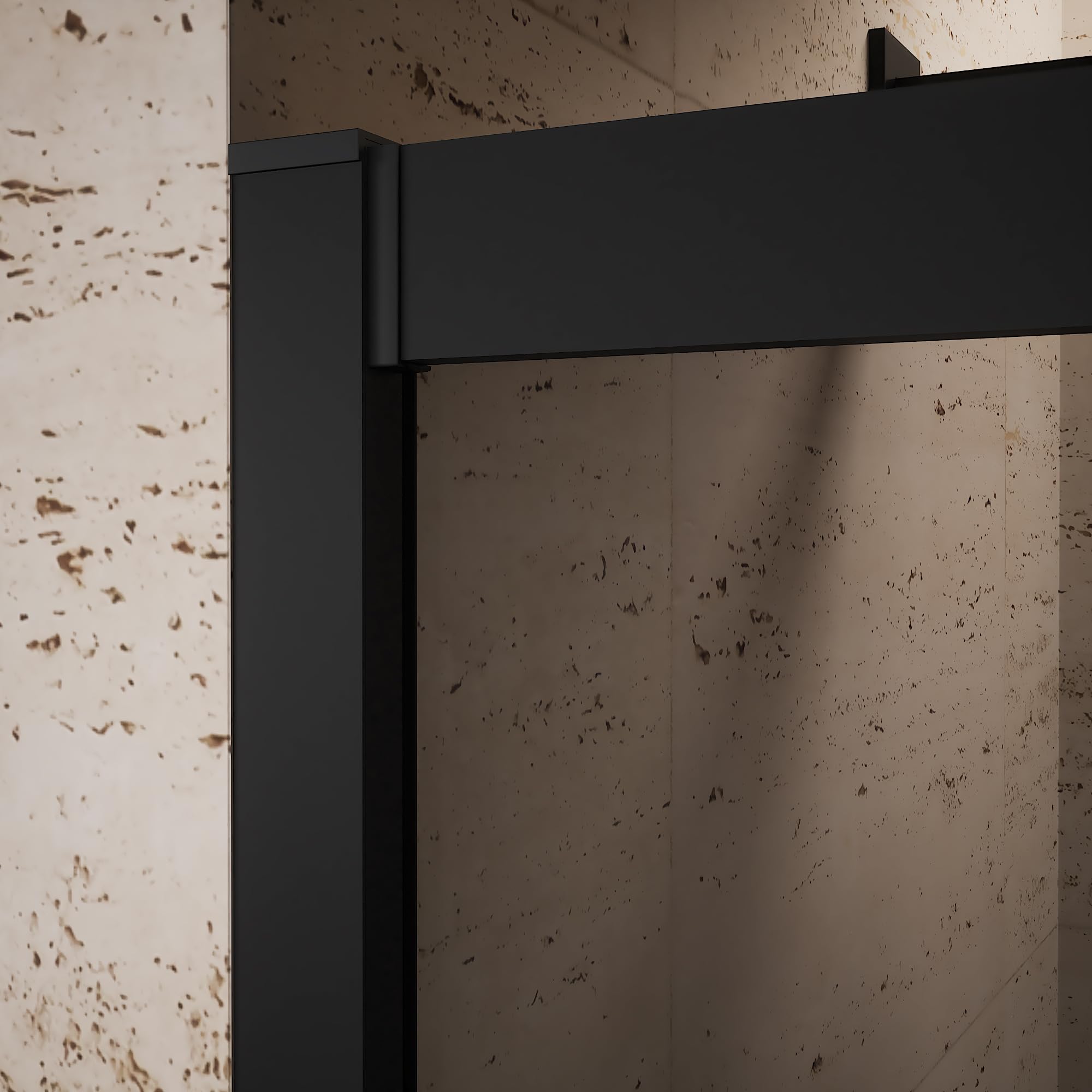 Box Doccia Nicchia 130cm Apertura Scorrevole Vetro Temperato 6mm Fumè Profili Nero Opaco h185cm mod. Tonga