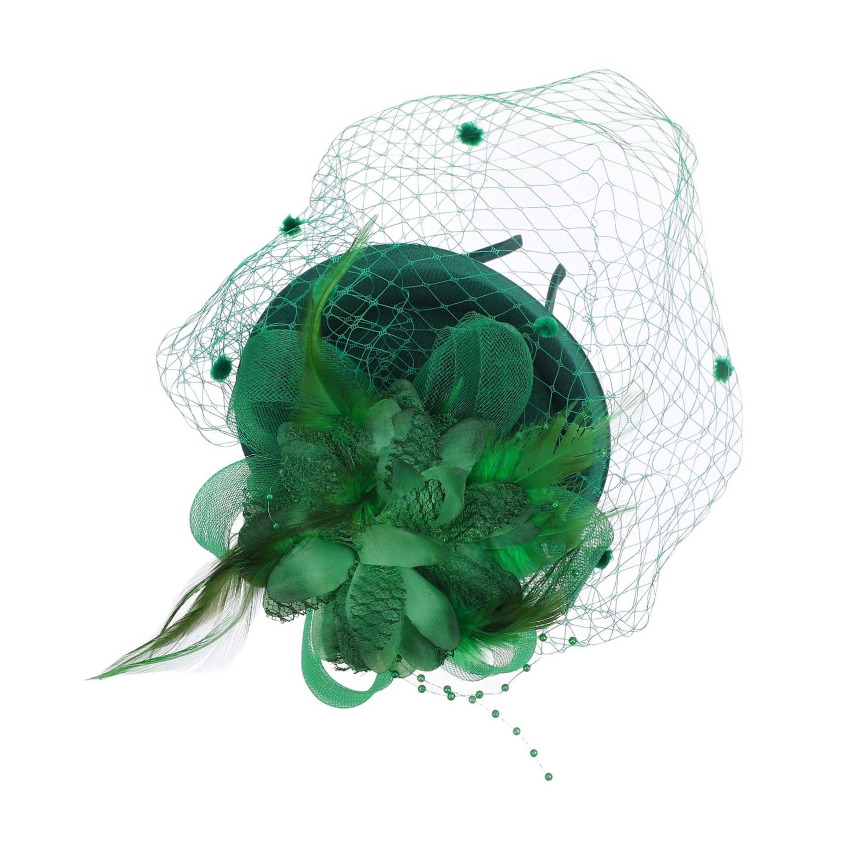 Beavorty 4 Piezas flor de cabeza de malla tocados verdes para bodas diadema fascinador tocado de fiesta de té clip fascinator para la fiesta del té fascinador de la del pluma