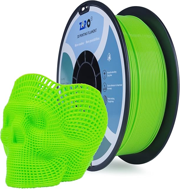 ZIRO PLA Filament 1.75mm,3D Printer Filament PLA Fluorescence Series 1.75 1KG(2.2lbs),Dimensional Accuracy +/- 0.03mm,Fluo Green