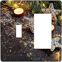 Vista 40 de Cubierta de interruptor de luz dúplex de 1 banda, cubierta decorativa de Navidad con copos de nieve rojos, placa frontal decorativa para cocina