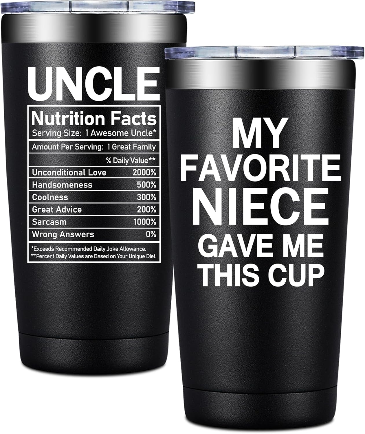 BIRGILT Best Uncle Gifts from Niece - Uncle Fathers Day Gift - My Favorite Niece Gave Me This Cup - Christmas, Birthday Gifts for Uncles - 20oz Tumbler
