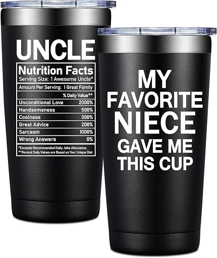 BIRGILT Best Uncle Gifts from Niece - Uncle Fathers Day Gift - My Favorite Niece Gave Me This Cup - Christmas, Birthday Gifts for Uncles - 20oz Tumbler