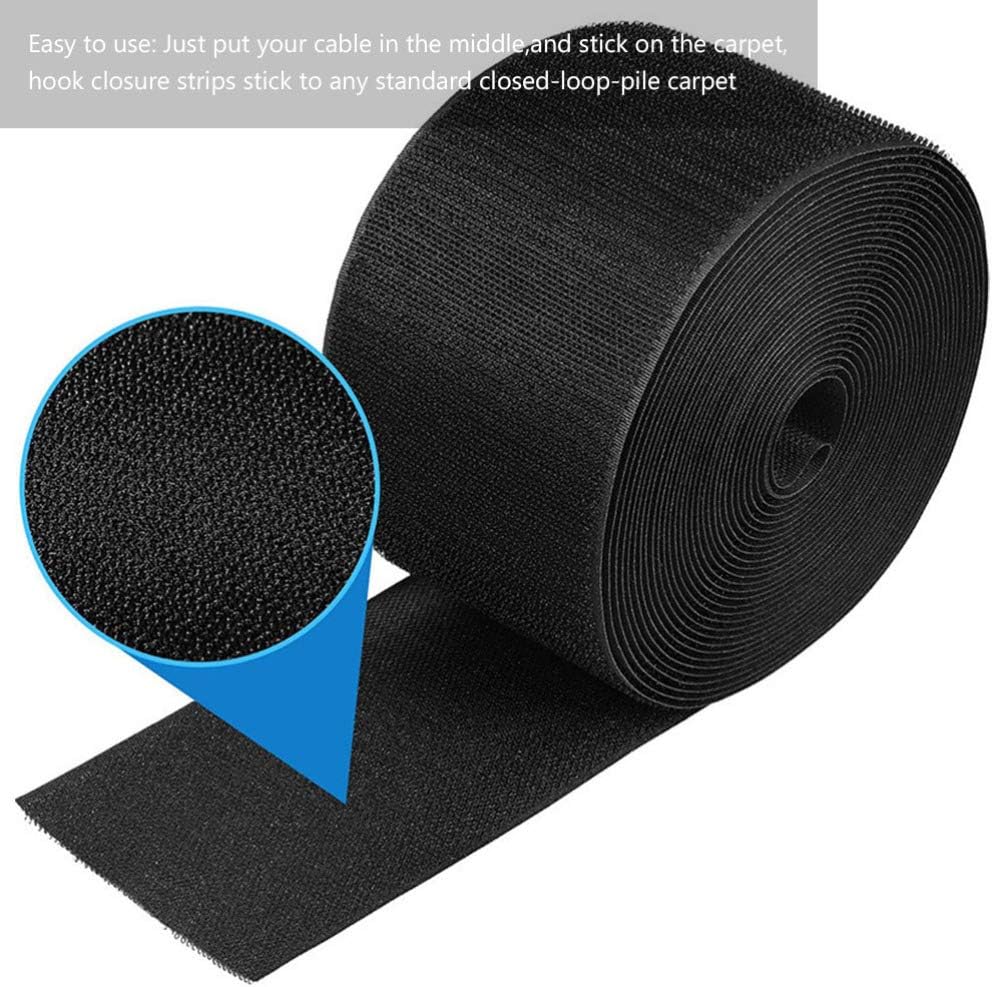 SEWACC 3 Meter Floor Cable Management Organizer, Cable Protector Sleeve, Hook and Loop Strap Tape, Black