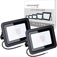 Vista 1 de MIHEAL Paquete de 2 luces LED de 110 V de 50 W, blanco cálido 3000 K, IP67 impermeable, luces de seguridad superbrillantes, reflector al aire libre