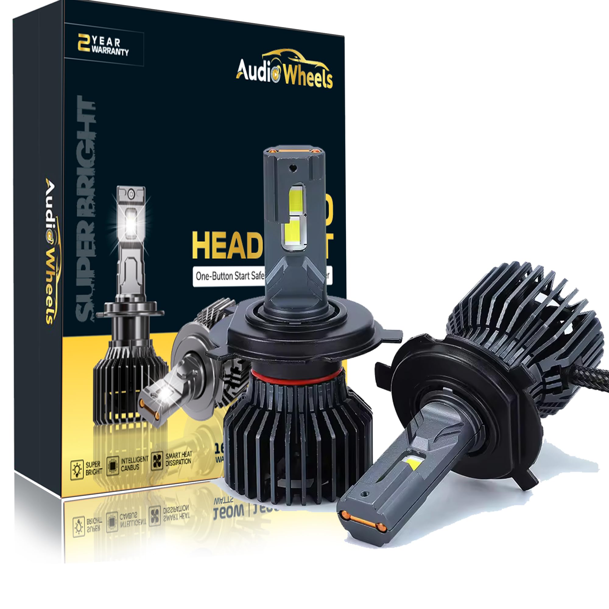 Audio Wheels Grey H4/H19–160W LED Headlight Bulbs Super Bright, 16,000 Lumens, 6000K Cool White for Quick Installation.-image-21
