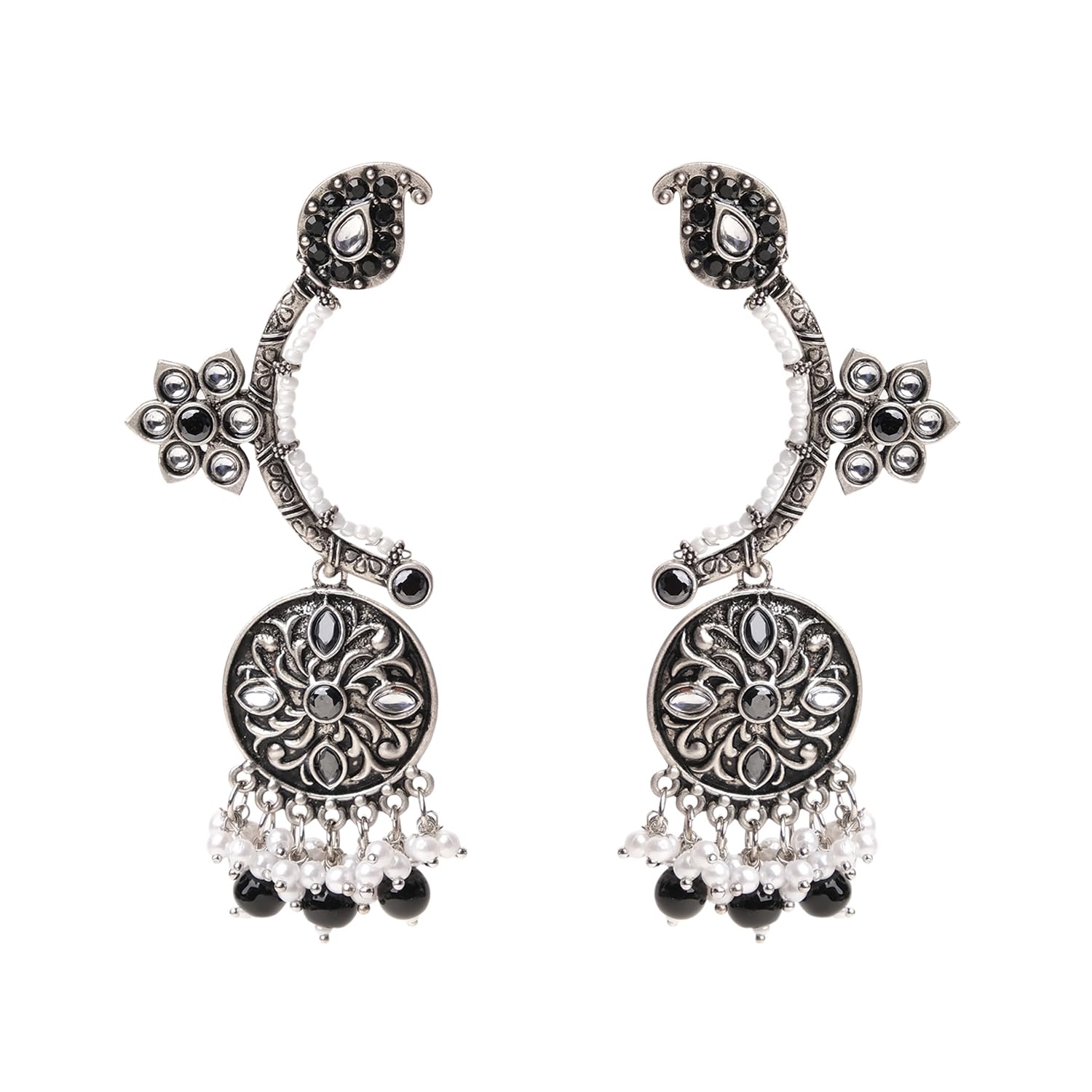 XPNSV Luxury Oxidised Chaand Ambi Beaded Earrings,Jewellery Gift Set for Women & Girls | Anti Tarnish, Light Weight, Diwali Special Jewellery for Women, Girls and Her (Black) (B0CLLPX1PH) Amazon Price History, Amazon Price Tracker