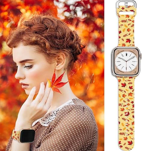 Miniatura 10 de Correa de Navidad y Acción de Gracias compatible con Apple Watch de invierno, correa suave con estampado de invierno, 3 paquetes de 1.496 in, 1.575