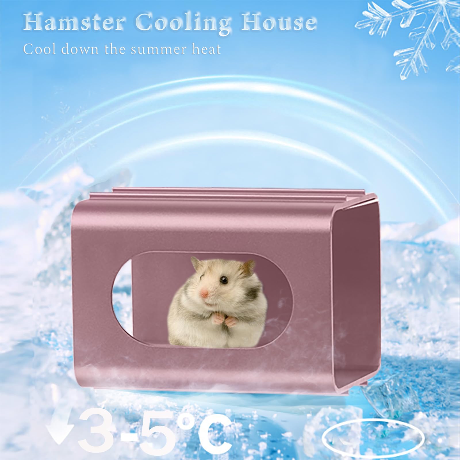 Jouets Tunnel rafraîchissant pour Hamsters, Maison rafraîchissante pour Hamsters, cachette Suspendue en Aluminium pour Hamsters Nains, Hamsters syriens, Geckos léopards (Rose, 12x7x7cm)