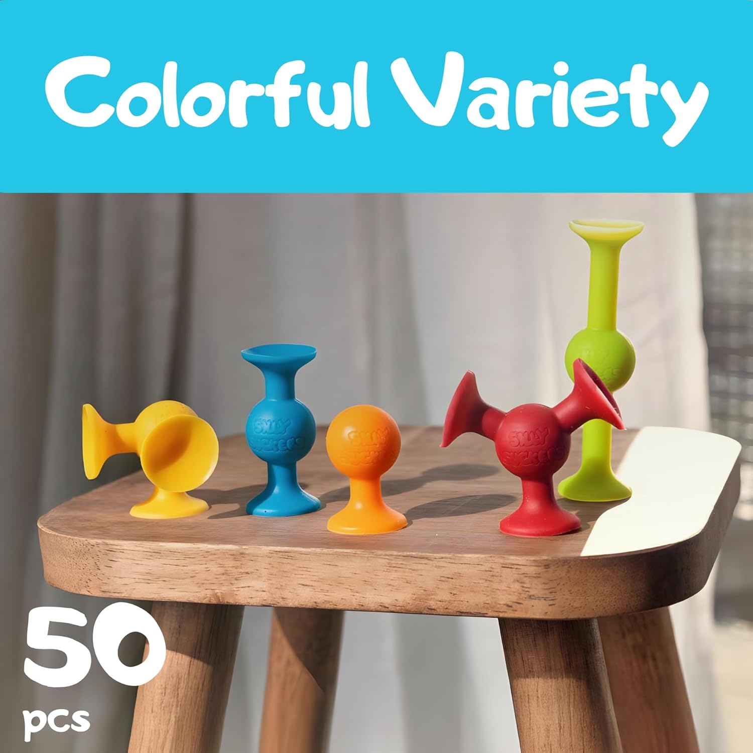 50 Pcs Baby Suction Toys - Fun Baby Bath Toys, Squigz, Bath Toys for Toddlers, Educational Toddler Sensory Toys, Interactive Play of Building Toys, Montessori Toys Stocking Stuffers for Kids