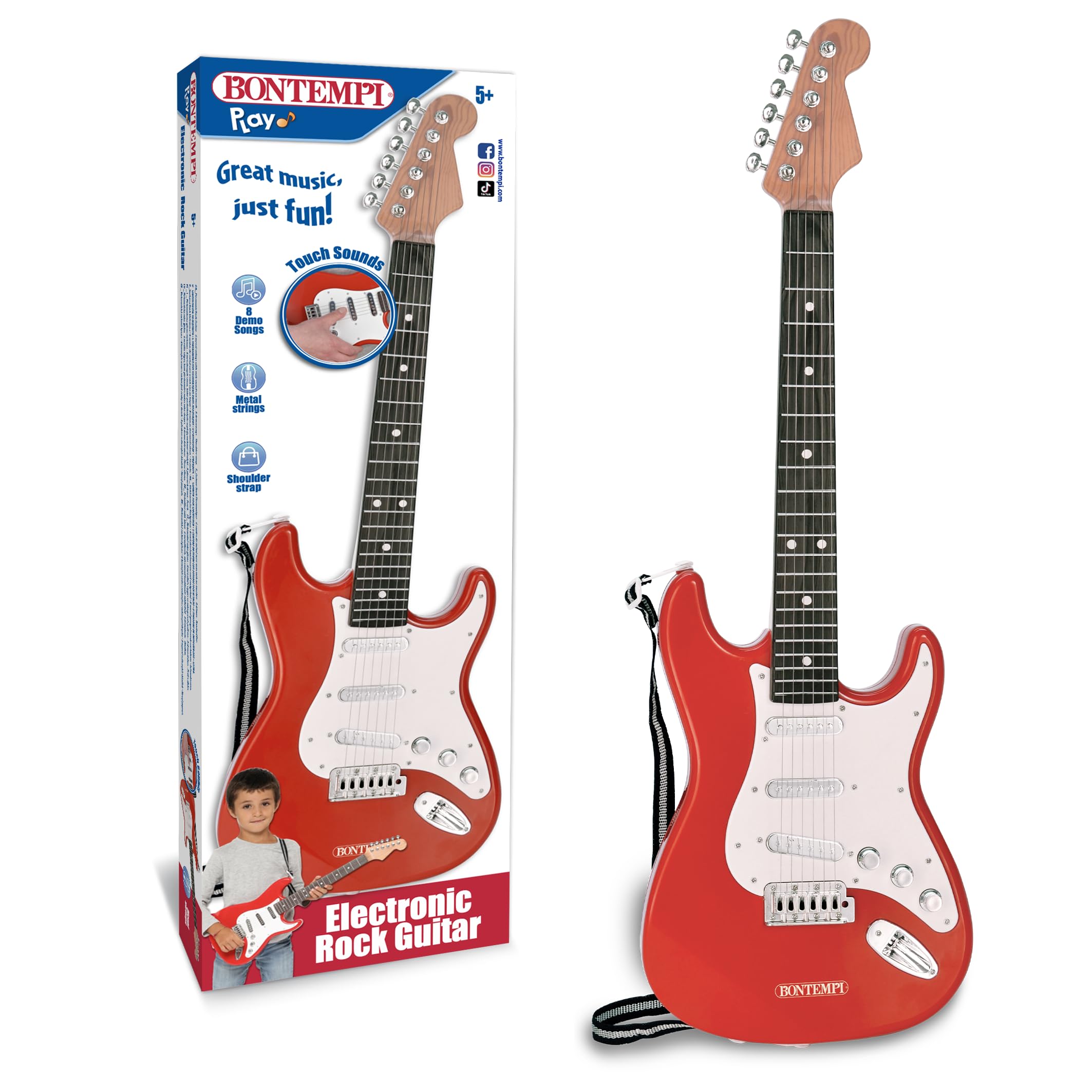 Bontempi | ElectroGroove - Basso Rock Elettronico per Vibrazioni Potenti e Ritmi Innovativi, Rosso e Bianco