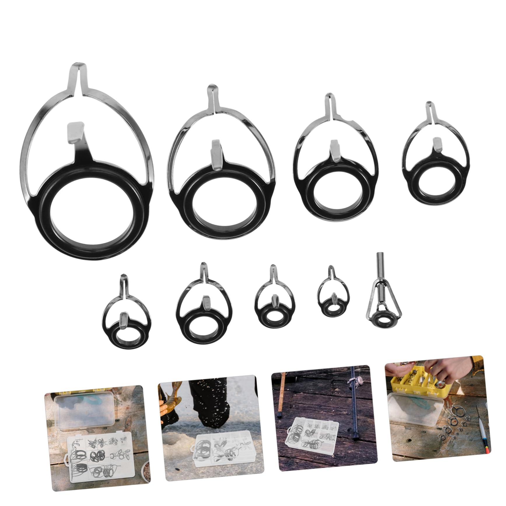Kisangel 45pezzi Kit di Riparazione per Punta della Canne da Pesca Carbonio con Anelli Ceramici per Pesca Mare e Fiume Strumenti Versatili per La Riparazione