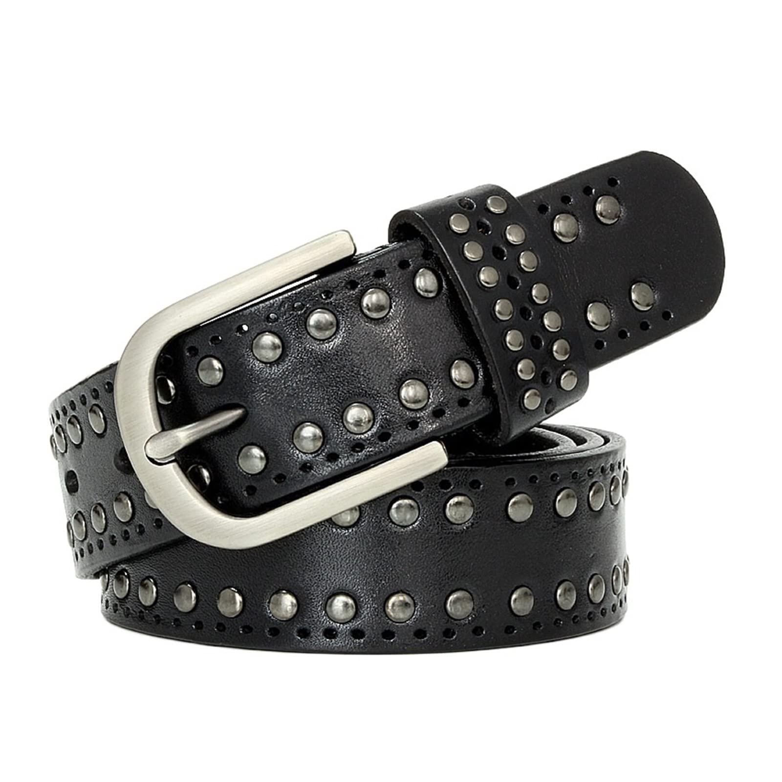 Ceinture en cuir vintage ZZSRJ pour femme élégante en noir 115cm