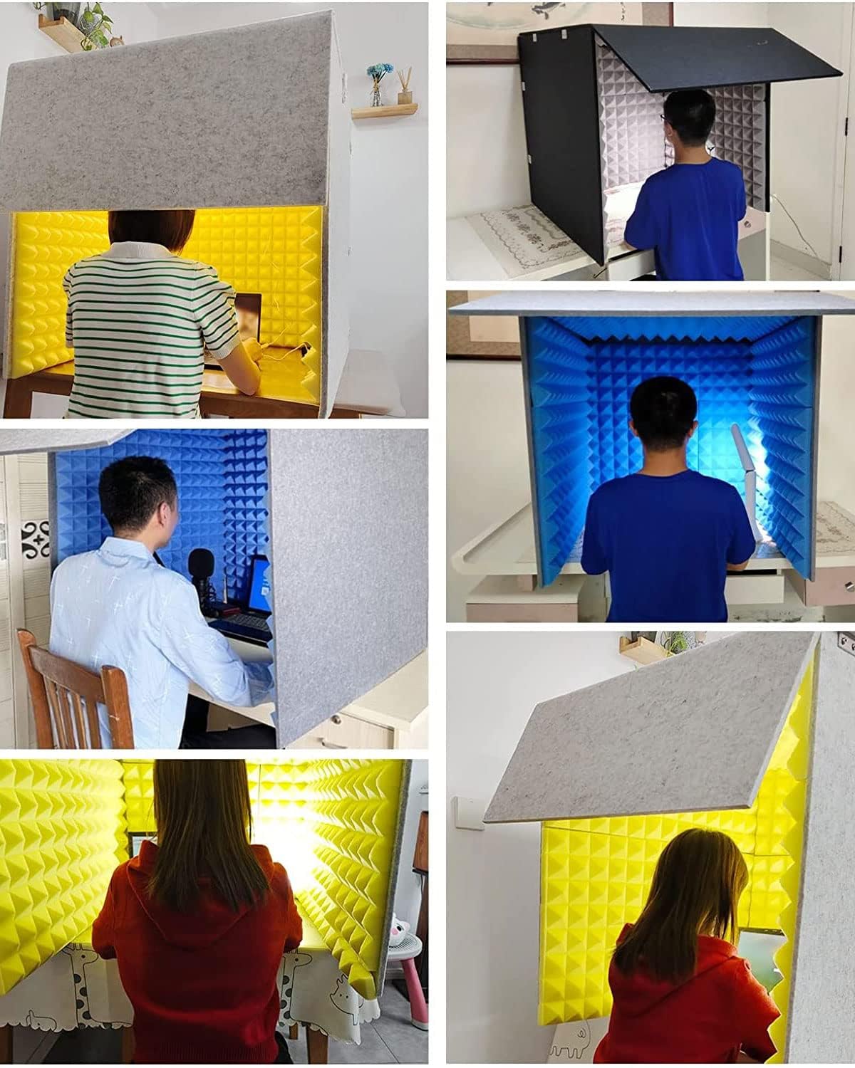 Tragbare schalldichte Kabine, schalldichte Schaumstoffplatten, Gesangskabine, Schalldämpfung, Mikrofon, Schalldämmung, Akustikschaumplatte, für Desktop-Studio, Gesang, Audio, Musikaufnahme, Grau