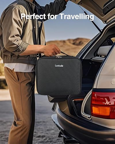 Miniatura 7 de Luxtude Estuche organizador electrónico de viaje, grande, funda de transporte tecnológico de doble capa, bolsa de electrónica para el hogar para