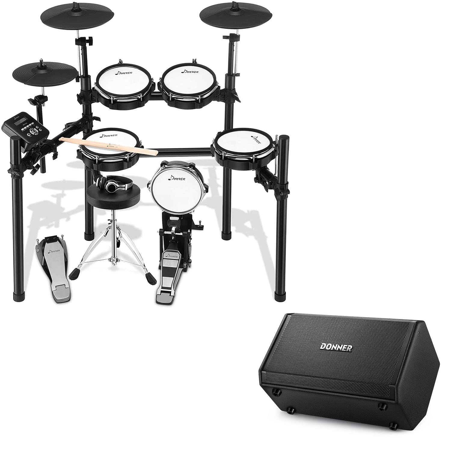 Buy Donner Electric Drum Set with Electric Drum AMP, 80Watt Wireless Electronic Drum Amplifier