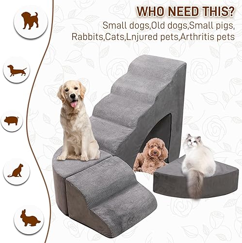 Miniatura 7 de Escaleras para perros y escalones para camas altas de 30 pulgadas de alto, escaleras para mascotas de 30 pulgadas, rampas antideslizantes para