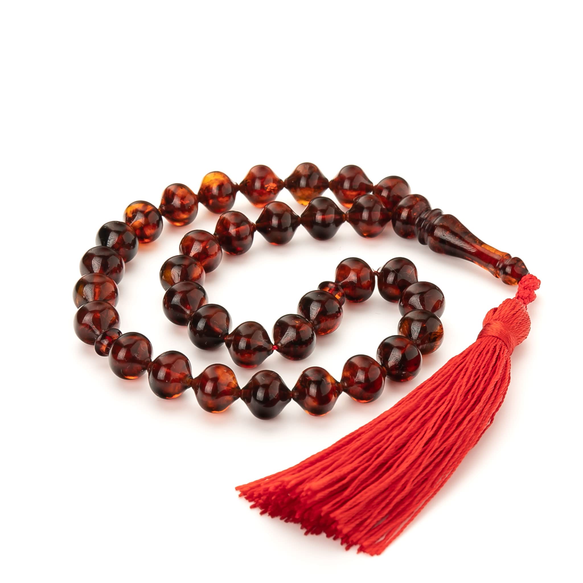 Amber Tasbih|Ręcznie robione|Bursztynowy Różaniec Muzułmański| Islamskie Koraliki Modlitewne,18g|Bernstein Tasbih|Bernstein Rosenkranz|Kahrman|Muzułmański Prezent
